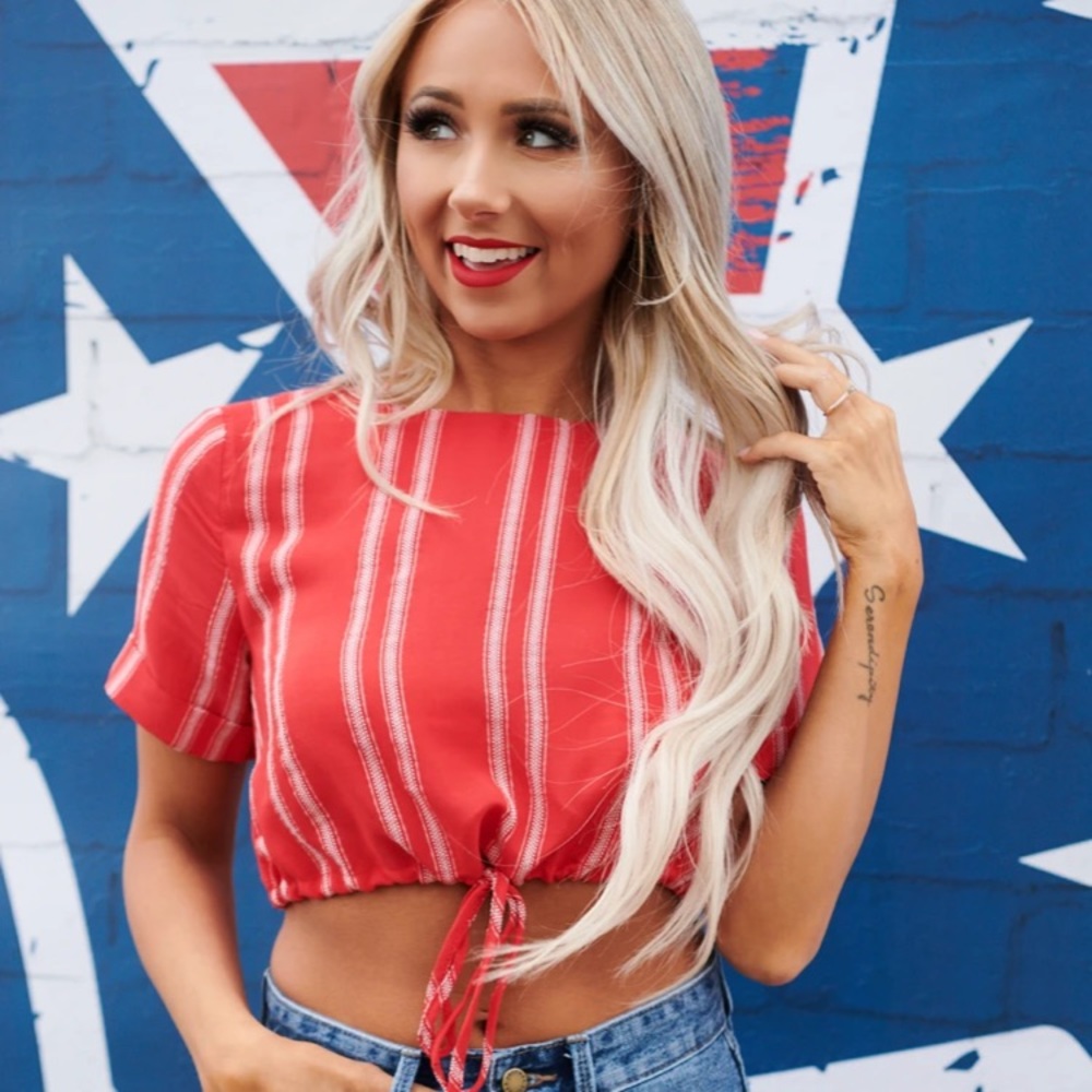 Red Stripe Crop Top